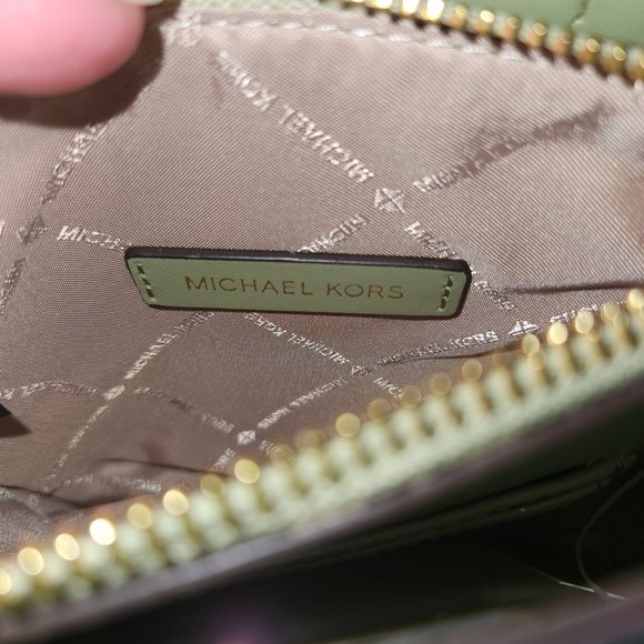 Michael Kors Medium Pebbled Leather Mercer Crossbody Bag Sage Green - Picture 9 of 14